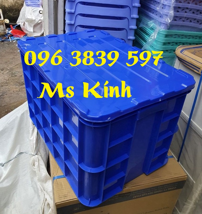 Sóng bít 3t1, thùng nhựa có nắp kích thước 61x42x31cm đựng hàng hóa - 096 3839 597 Ms Kính